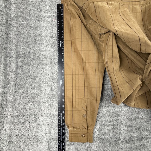 REI Mens S Brown Grid Button Down Shirt Long Sleeve Rayon Blend Utility Gorpcore - Picture 15 of 16